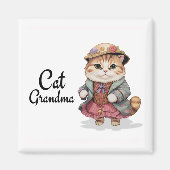 Magnet de grand-mère de chat - Cadeau d'été mignon (Devant)