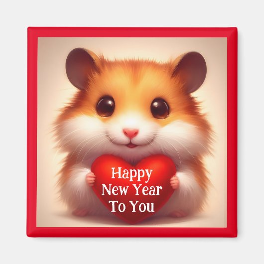 Magnet de Hamster du Nouvel An (Devant)