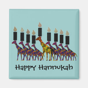 Magnet de Hannukah Menorah de girafe