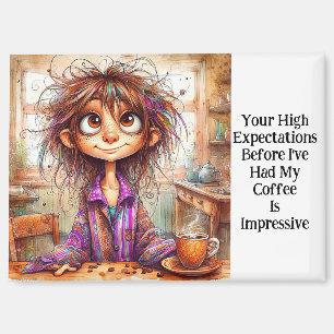 Magnet de haute attente de la dame de café quirky