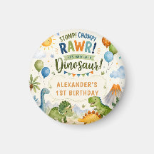 Magnet de joyeux anniversaire de dinosaure mignon