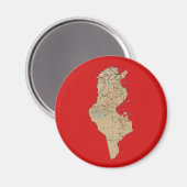 Magnet de la carte de Tunisie (Recto/Verso)