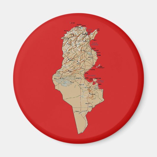 Magnet de la carte de Tunisie (Devant)