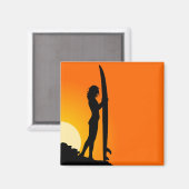 Magnet de la fille de surfer (Recto/Verso)