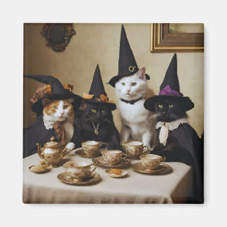 Magnet de la partie de thé de chat sorcier