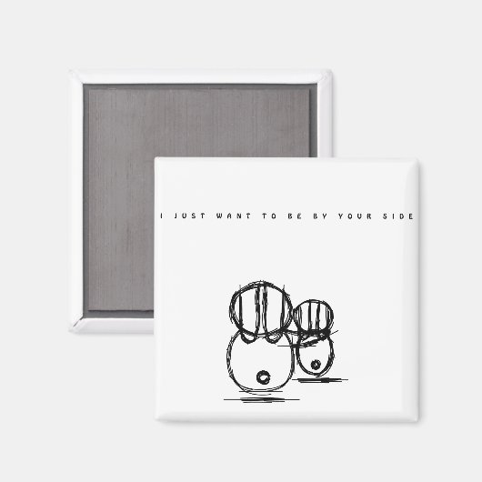 Magnet de lapin mignon | Soyez à vos côtés (Recto/Verso)