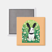 Magnet de lapin noir et blanc (Recto/Verso)