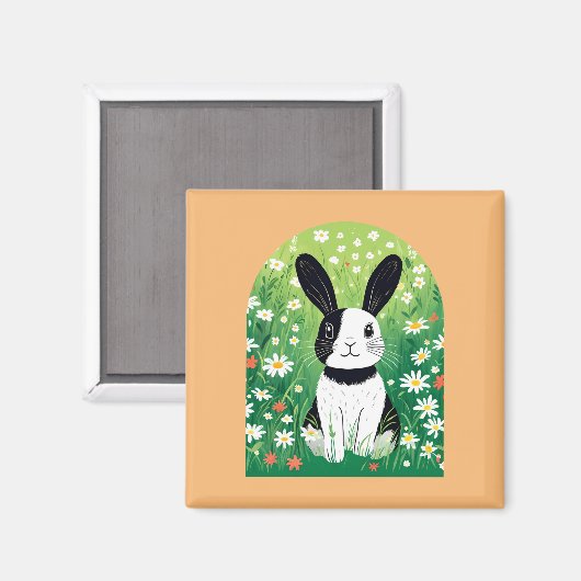 Magnet de lapin noir et blanc (Recto/Verso)