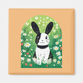 Magnet de lapin noir et blanc (Devant)