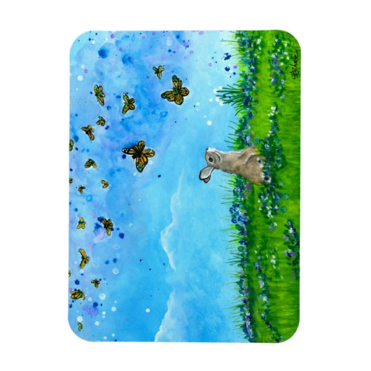Magnet de lapins et papillons par Bihrle (Vertical)