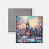 Magnet de l'église en verre (Recto/Verso)