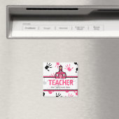 Magnet de l'enseignant - Pink & Black Handprints (In Situ (Lave-vaisselle))