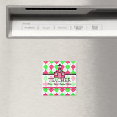 Magnet de l'enseignant - Rose chaud et Jacquard ve (In Situ (Lave-vaisselle))