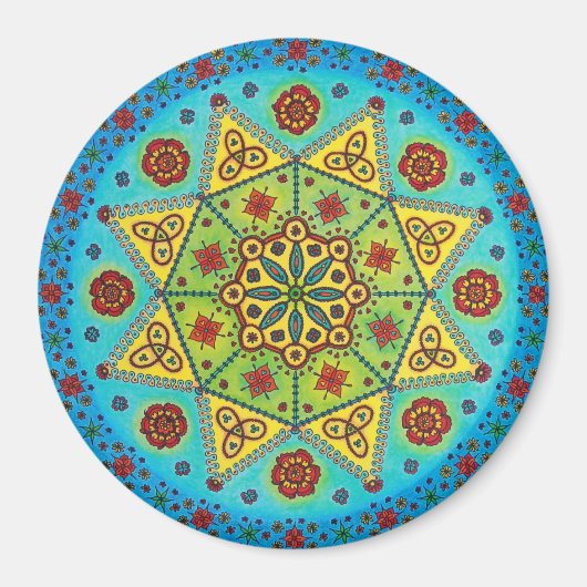 Magnet de l'étoile de fleurs Mandala (Devant)