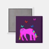 Magnet de licorne violette et de papillons (Recto/Verso)
