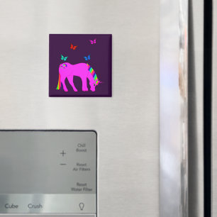 Magnet de licorne violette et de papillons