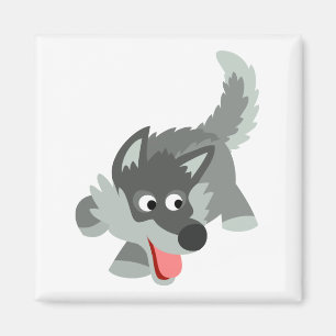 Magnet de loup de caricature Curieux