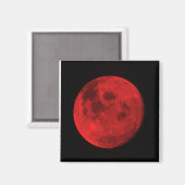 MAGNET DE LUNE ROUGE BRILLANTE. 2" X 2" MAGNET DE (Recto/Verso)