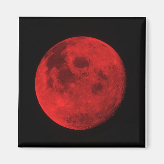 MAGNET DE LUNE ROUGE BRILLANTE. 2" X 2" MAGNET DE (Devant)