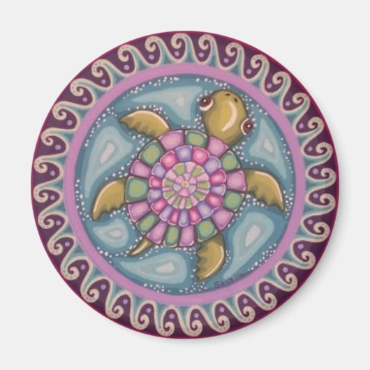 Magnet de mandala de tortue mignonne par Soozie Wr (Devant)