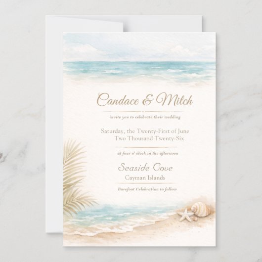 Magnet de mariage de destination thème plage (Recto)