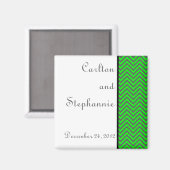 Magnet de Mariage moderne Chevron Neon Green/Grey (Recto/Verso)