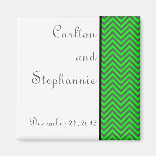 Magnet de Mariage moderne Chevron Neon Green/Grey (Devant)