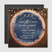 Magnet de mariage rustique en tranche de bois et d (Devant / Derrière)