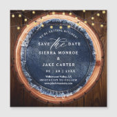 Magnet de mariage rustique en tranche de bois et d (Devant)