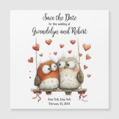 Magnet de mariage 'Save the Date' Couple de hiboux (Devant)