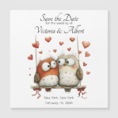 Magnet de mariage 'Save the Date' Couple de hiboux (Devant)