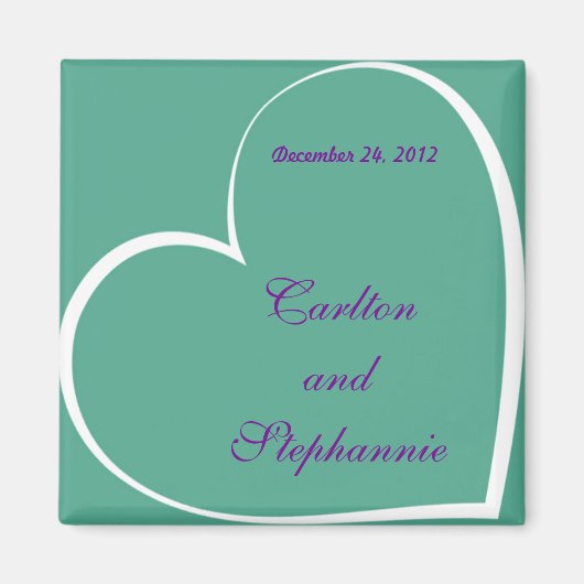 Magnet de Mariage Turquoise/violet Inséparables (Devant)