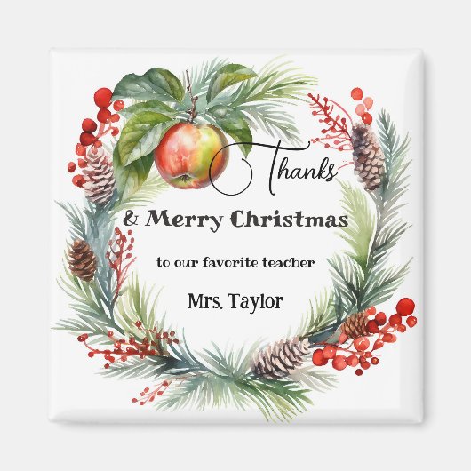 Magnet de Merci de Noël de l'enseignant (Devant)