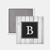 Magnet de monogramme rustique noir (Recto/Verso)
