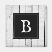 Magnet de monogramme rustique noir (Devant)