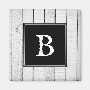 Magnet de monogramme rustique noir