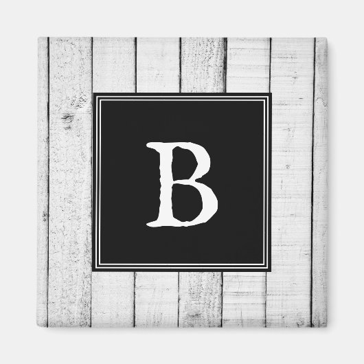 Magnet de monogramme rustique noir (Devant)