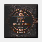 Magnet de monogramme Vintage personnalisé (Devant)