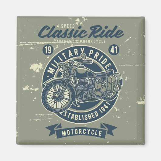 Magnet de motocyclette militaire vintage (Devant)