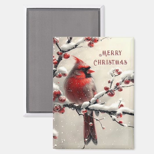 Magnet de Noël Cardinal Rouge (Recto/Verso)