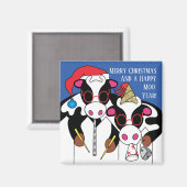 Magnet de Noël Carré Bonne année Moo! (Recto/Verso)