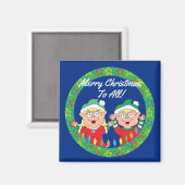 Magnet de Noël Carré Joyeux elfes de Noël (Recto/Verso)