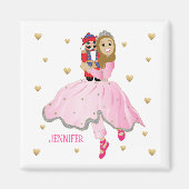 Magnet de Noël Carré Nutcracker Lt Brun Cheveux (Devant)