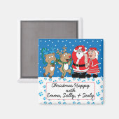 Magnet de Noël Carré Père Noël Venant À La Ville (Recto/Verso)