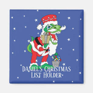 Magnet de Noël Carré TySANTAsaurus Rex
