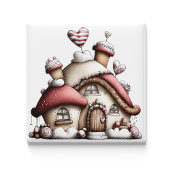 Magnet de Noël Cottage Cœur Rose