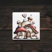 Magnet de Noël Cottage Cœur Rose