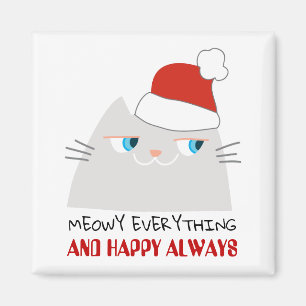 Magnet de Noël de chat drôle, cadeau mignon Miaou