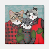 Magnet de Noël de la famille des chats mignons (Devant)