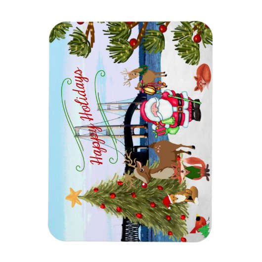 Magnet de Noël du pont Mackinac (Vertical)